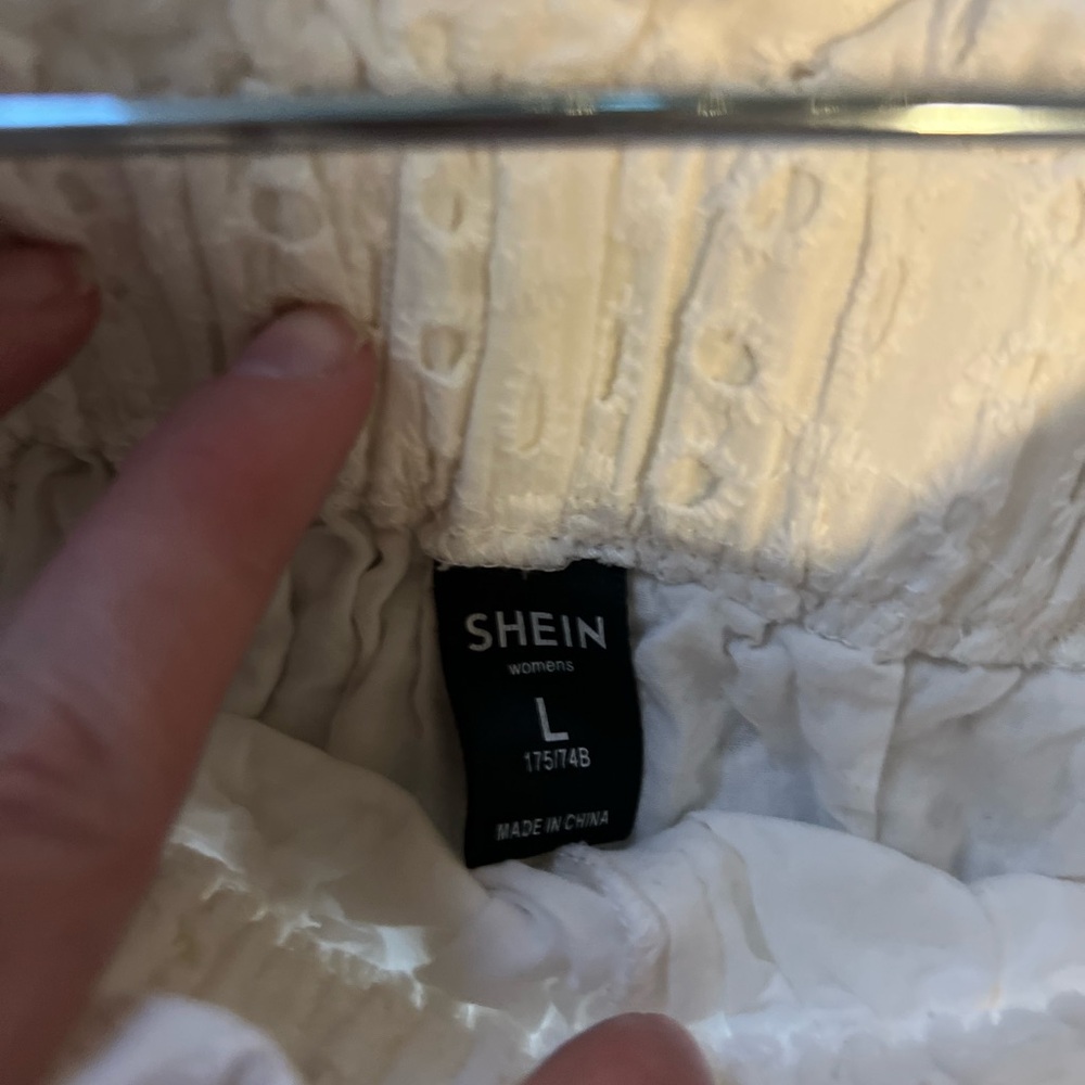 SHEIN White Eyelet Top and Shorts Set - Picture 4 of 5